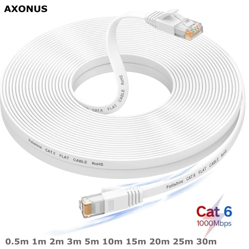 Cable de conexión Ethernet de red LAN de Internet de ordenador RJ45 plano Cat-6 de 0,5 m-30 m, más rápido que Cat5e/Cat5,