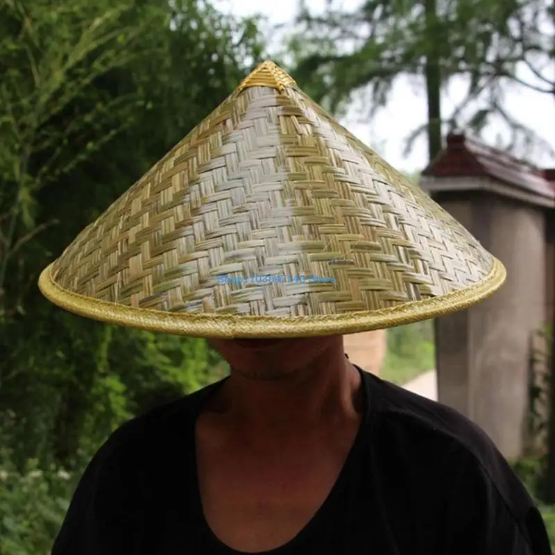 

P88B Bamboo Hat Asian Hat Chinese Hat Conical Hat Rice Farmer Hats Hand-Woven Adult Travel Straw Hat Coolie Hat