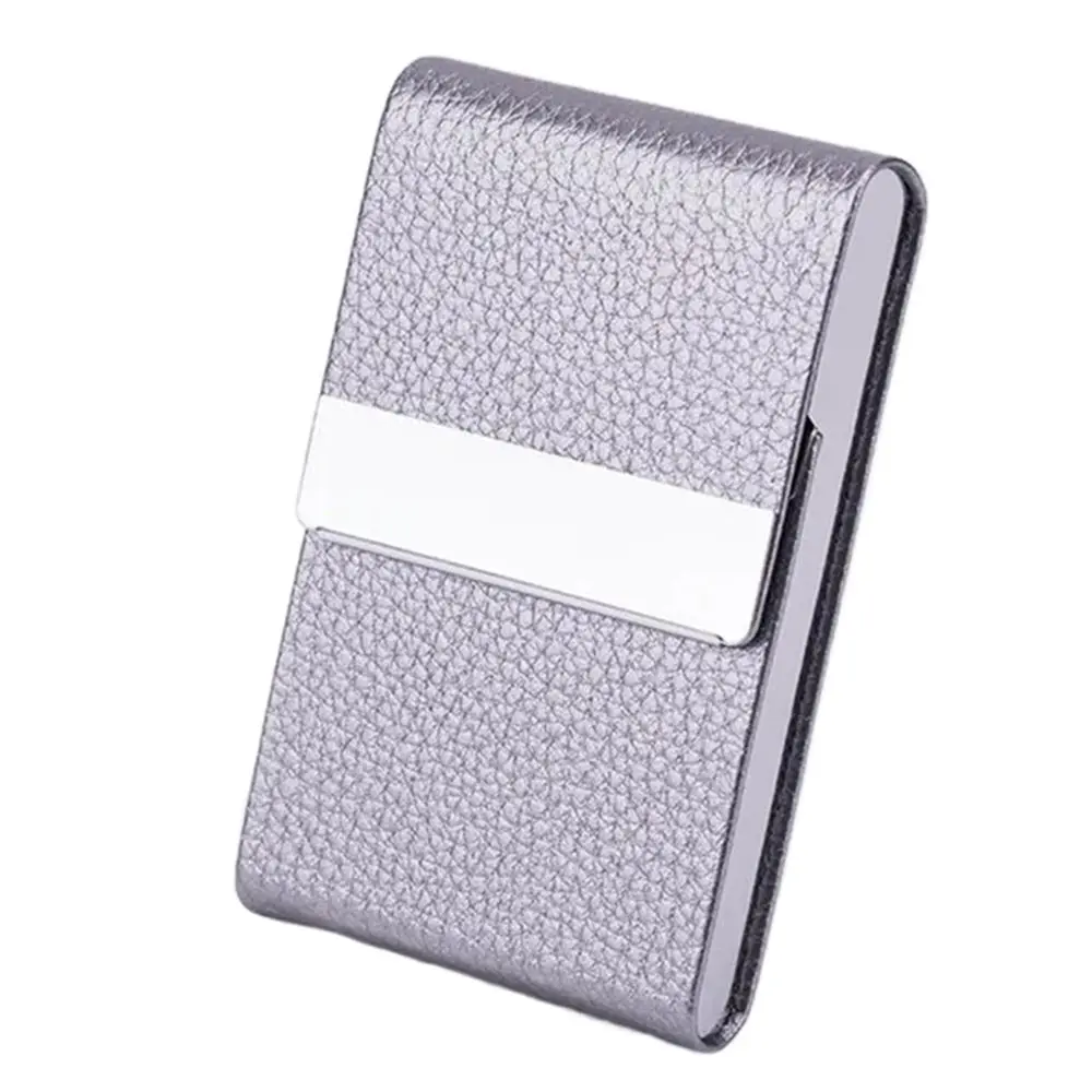 PU Leather Business Card Case Stainless Steel Fashion Buckle Name Card Holder Slim Pocket Multicolor ID Case Card Box