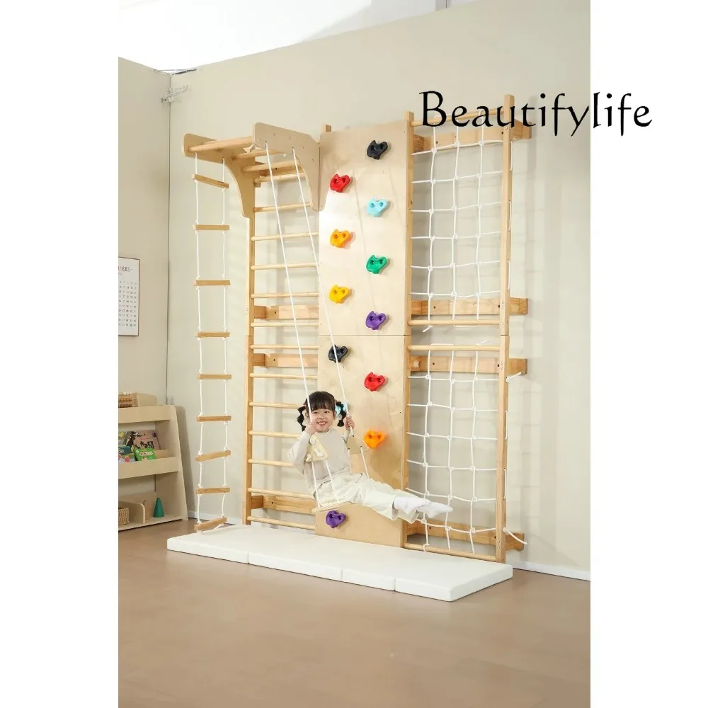 

Набор на складе, оптовая продажа с фабрики, 9 в 1, настенные игры для скалолазания, детская деревянная рама для скалолазания, тренажерный зал