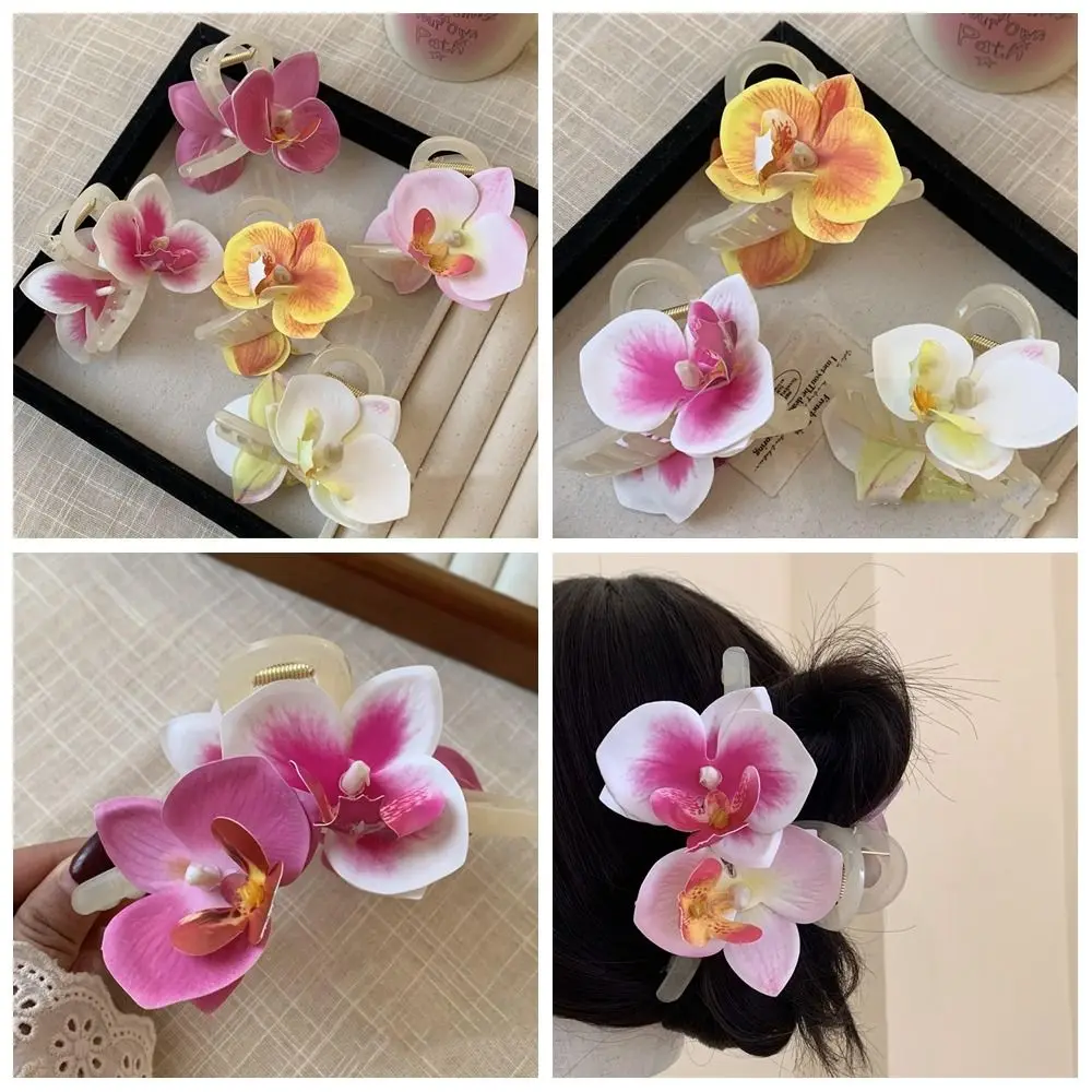 Butterfly Orchid Flower Hair Claw Bohemia Barrettes Cloth Orchid Hair Clip Grab Clip Ponytail Clip Large Shark Clip Girl