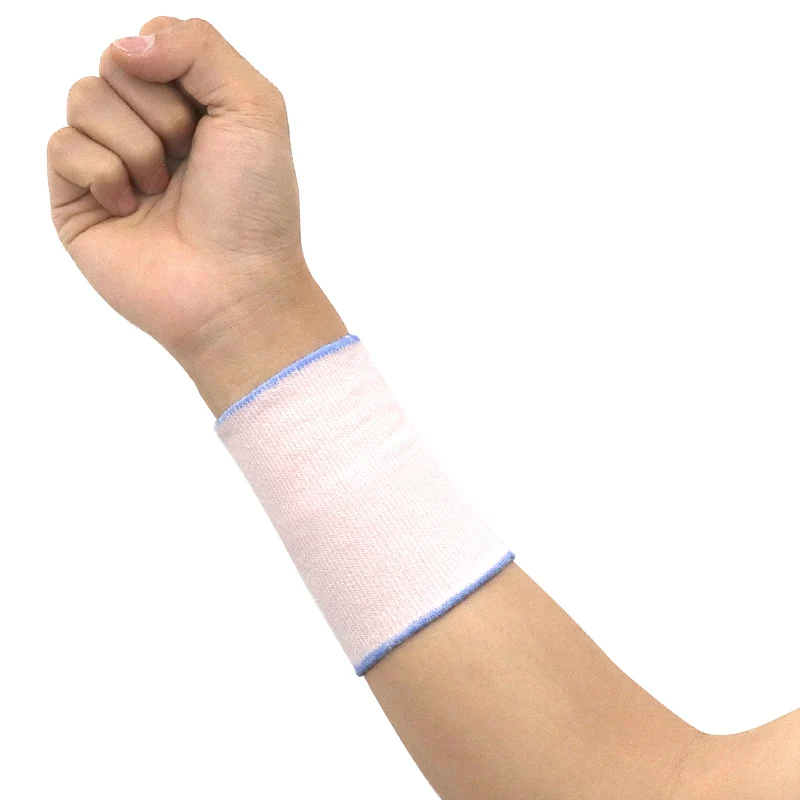 Grigio lavorato a maglia assorbimento del sudore pressione supporto per il polso protezione Sweatwipe Wristband per Fitness ciclismo Badminton