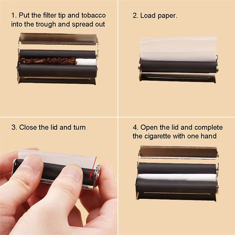 المعدن اليدوي المتداول آلة ورقة التبغ اليد الأسطوانة صانع السجائر مع القبضة المنسوجة التدخين المتداول صانع الملحقات #6