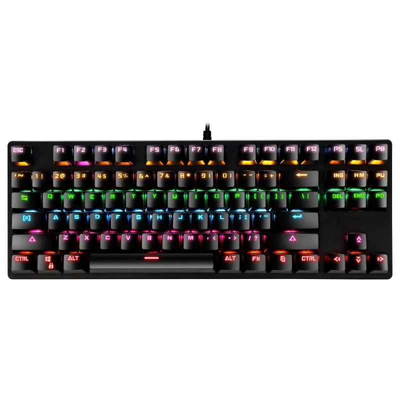 New Real Mechanical 87 Key Green Axis Wired Keyboard  For Computer Notebook External Office E-games 9 Kinds of RGB Lights