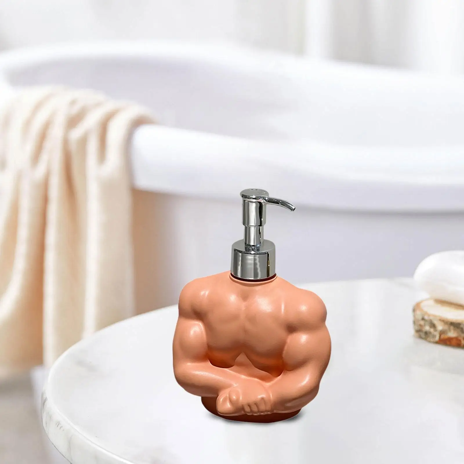Modern Bodybuilder Liquid Soap Dispenser Vinyl Pump Hand Soap Holder for Bathroom Washroom