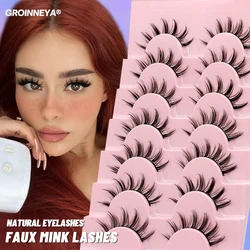 GROINNEYA 5/7 pairs Eyelashes Manga Lashes Natural False Lashes Fluffy Soft Cross Fairy Little Devil Lashes Extension Makeup