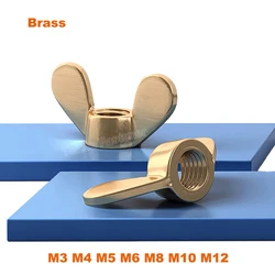 1-2pcs Brass Butterfly Wing Nuts M3 M4 M5 M6 M8 M10 DIN315 Hand Tighten Wing Nut Fit for Screw Bolts Metric Coarse Thread
