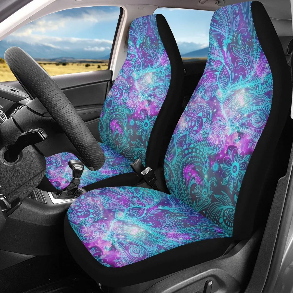 Girly Paisley Pattern Car Seat Cover Easy to Clean Install Universal Vehicles Front Seat Covers Interior Decor Beautiful Soft