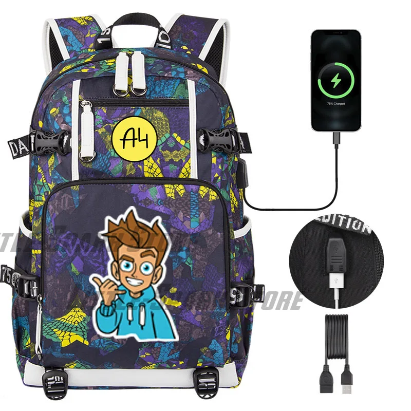 High quality Merch A4 USB Boy Girl backpack Book School Bag Влад a4 Бумага Cartoon Large Capacity Teenagers Student Schoolbag