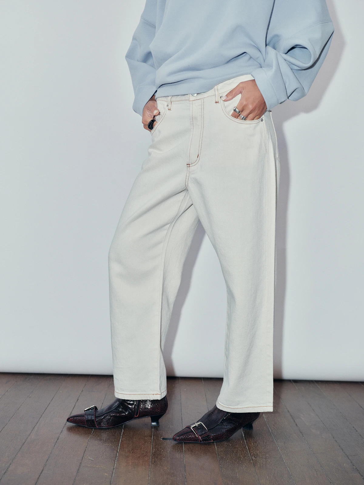 

Женские белые джинсы Molin Maison Linen с широкими штанинами, прямого кроя, свободные, удлиненные, на высокой талии