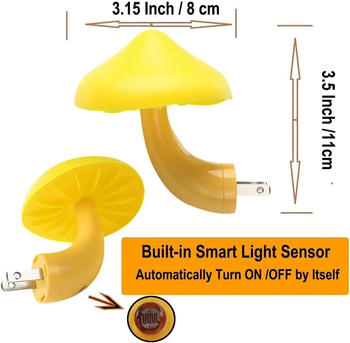 Sensor LED Night Lamp Cute Mushroom Wall Socket Lamp Light Control Induction Energy Saving Bathroom Bedroom Furniture Decoration