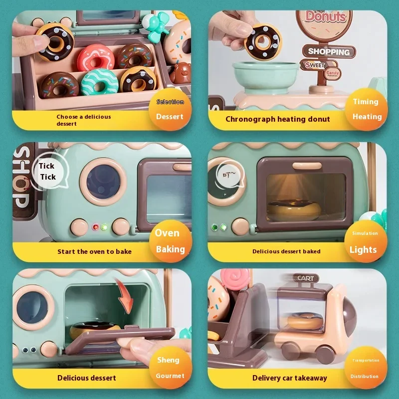 Children's Donuts Oven Toy Pretend Play Kitchen Toy Play House Toys Simulation Kitchen  Role Playing Toys Girl's Birthday Gift