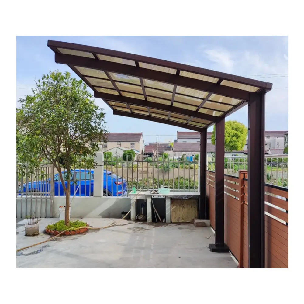 Luxury Polycarbonate Carport Outdoor Car Canopy Sunshade UV-Proof Vehicle Rain Shelter for Garden Villa Parking Space