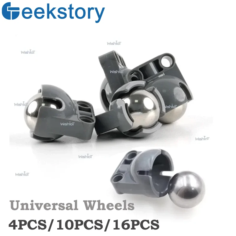 4 pces/10 pces/16 pces roda universal ev3 tecnologia blocos de construção peças com bolas de aço diy montado 9686 brinquedo tijolos acessórios