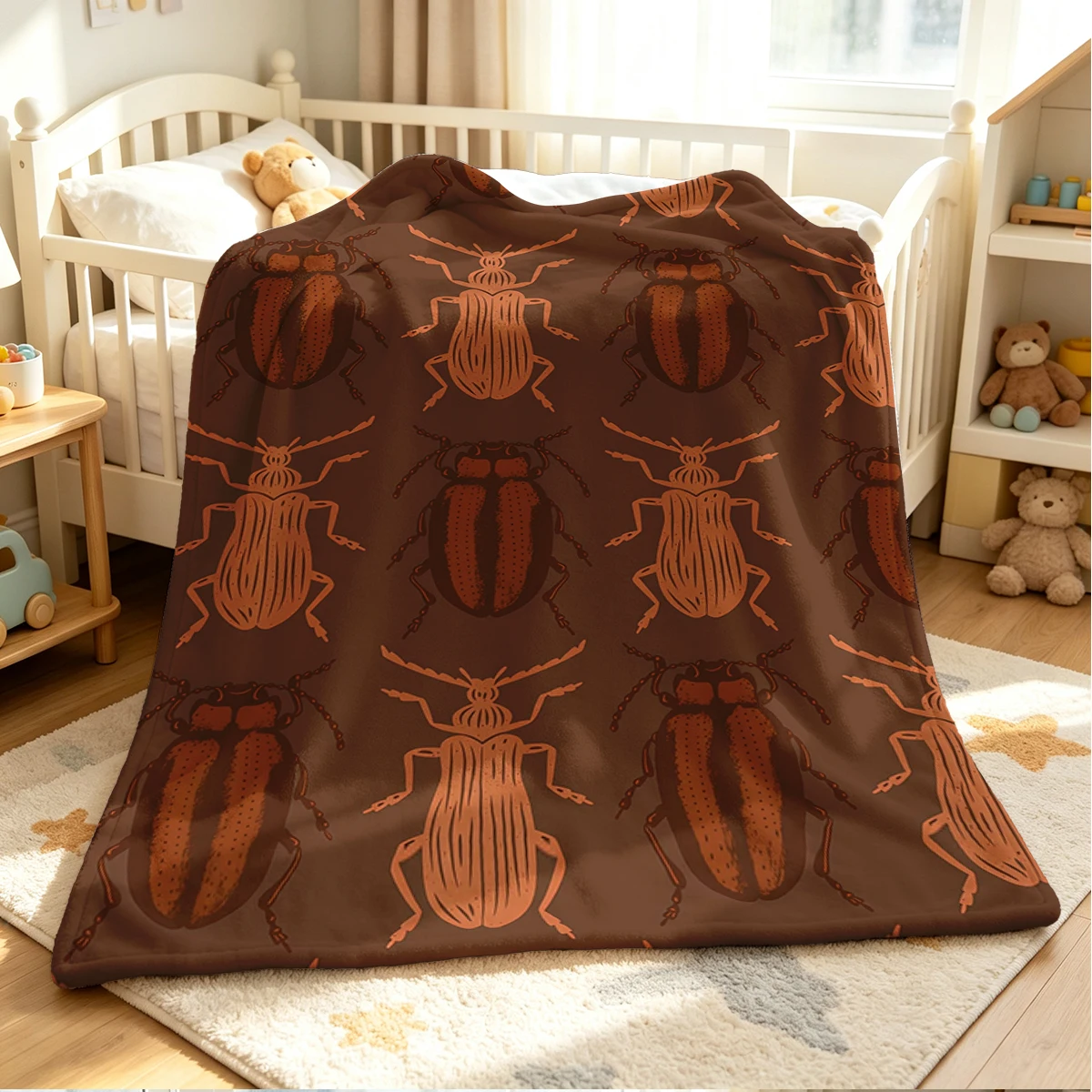 Beetle Vibes Flannel Blanket Warm Soft Halloween Christmas Couch Warm Cozy Decorative Decor Gift for All Season