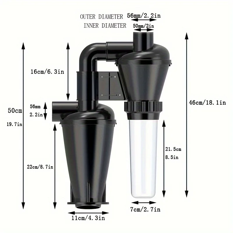 جهاز تجميع الغبار الصناعي بترشيح مزدوج ، فلتر الأعمال الخشبية المشحون بالتوربين سهل الاستخدام ، علبة فاصل ، 50 أو 2 بوصة #5