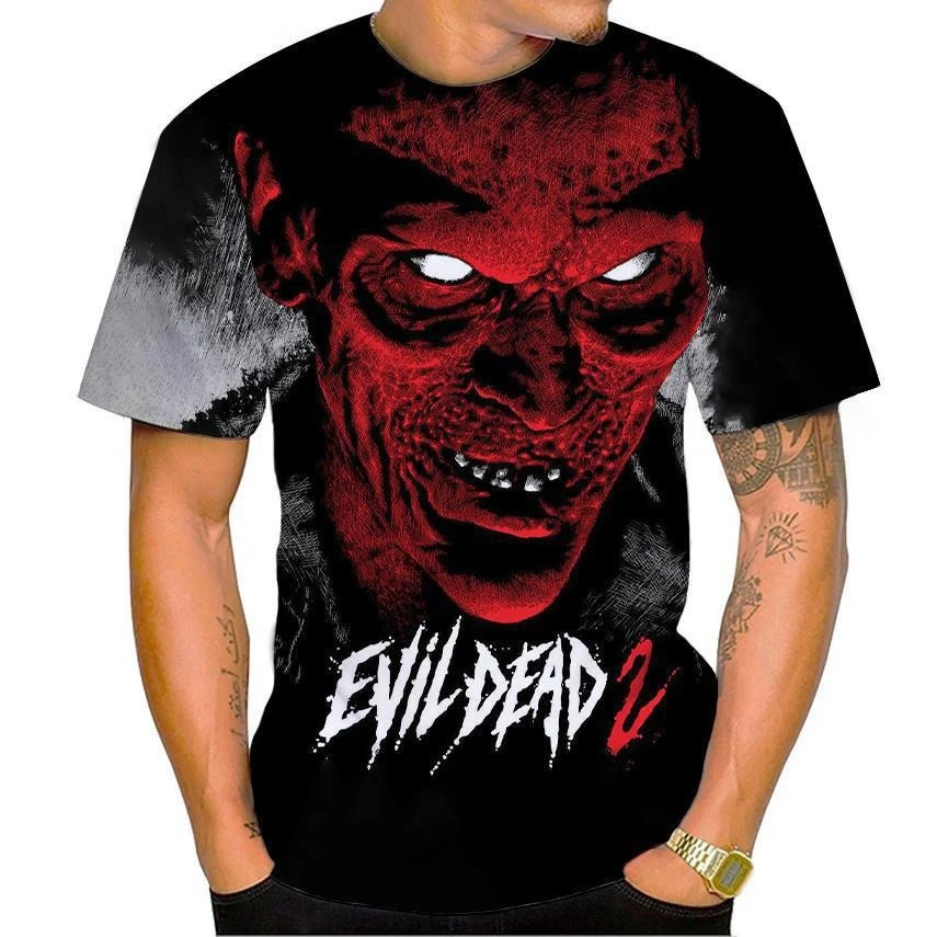 Hot Selling Horror Movie Evil Dead 3D Print Men\'s T-Shirt Personality Hip Hop Unisex Casual Funny T-Shirt Halloween Streetwear