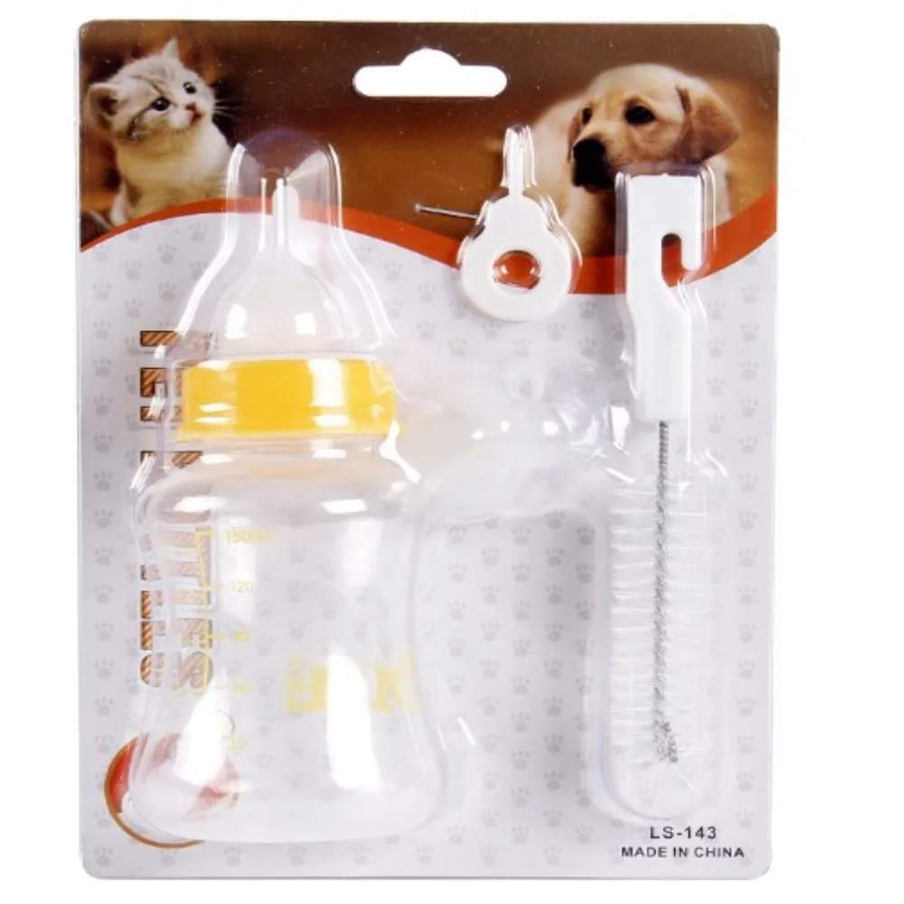 Convenient Feeding Nursing Bottle Nipple Brush Kit For Pet Dog Puppy Cat Kitten Feeding Bottle 150ml