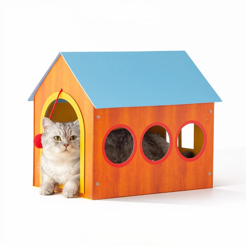 

House pet villa cat and dog kennel semi-enclosed cat scratching board home cat mansion