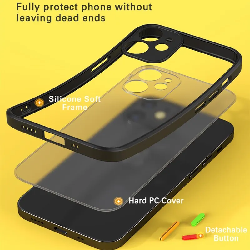 Luxury Shockproof Armor Matte Case For iPhone 13 14 15 12 11 Pro Xs Max X XR 8 7 Plus SE mini Silicone Clear Hard PC Cover Cases images - 6