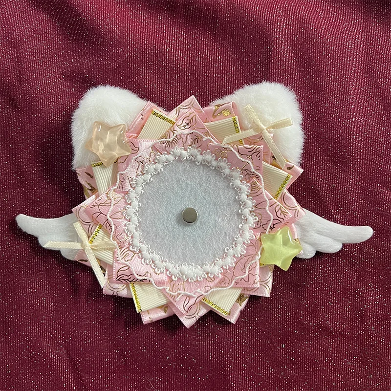 1 Piece Kawaii Badge Pin Holder for Kids Girl Anime Kpop Badge Clip Dislaying Protector for Ita Bag Cute Wings Kitten Badge Case