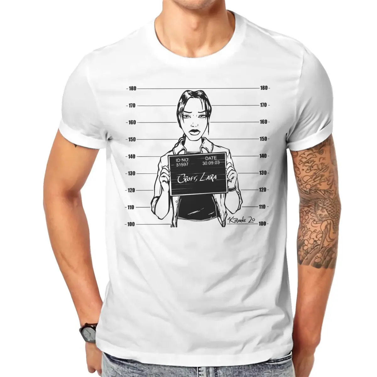 Inktomber Day1 On The Run Tomb Raider Game Lara Croft T Shirt Grunge O-Neck COTTON  Short Sleeve