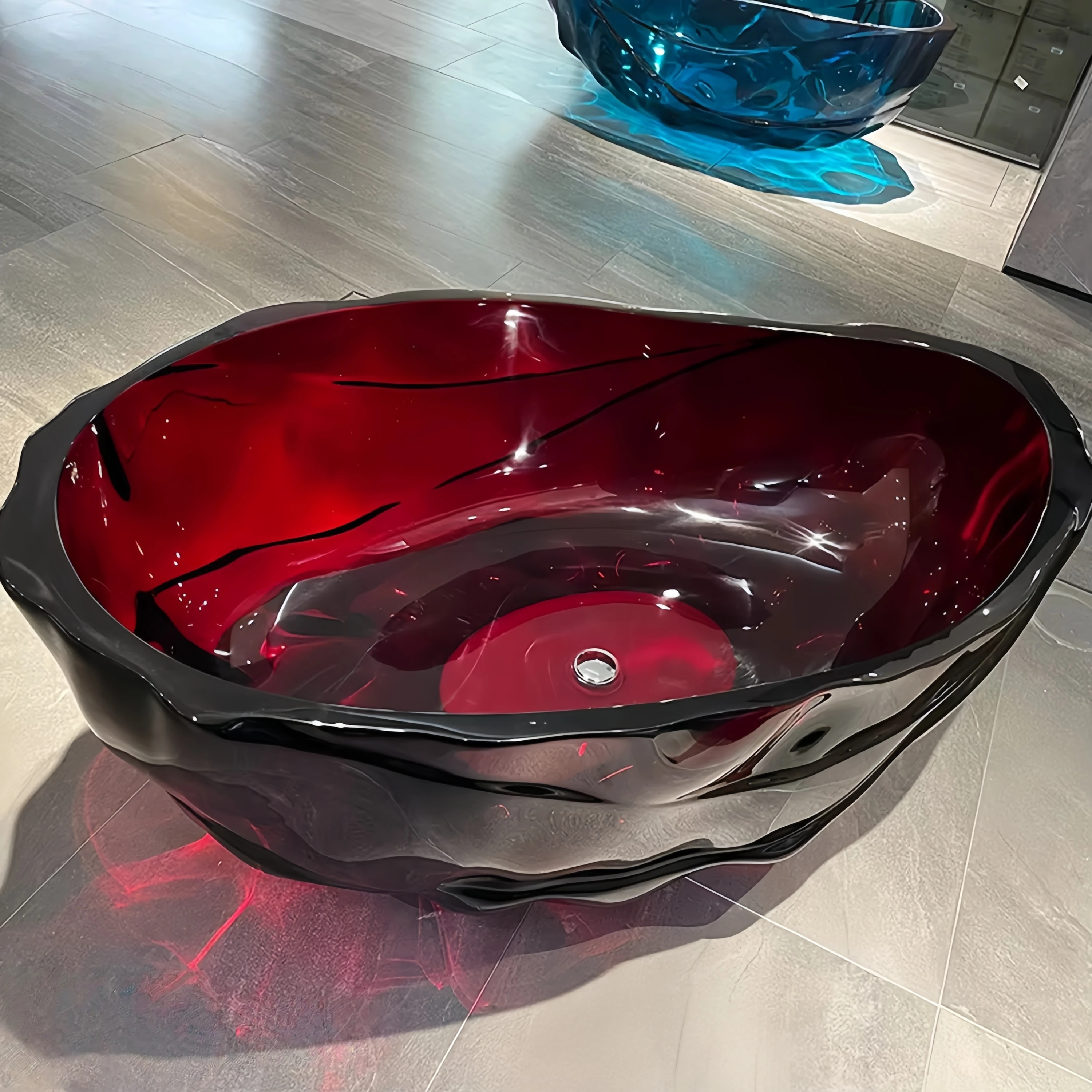 High Quality Crystal Clear Oval Shape Resin Bathtub Eco-Friendly Freestanding Indoor Soaking Modern Design
