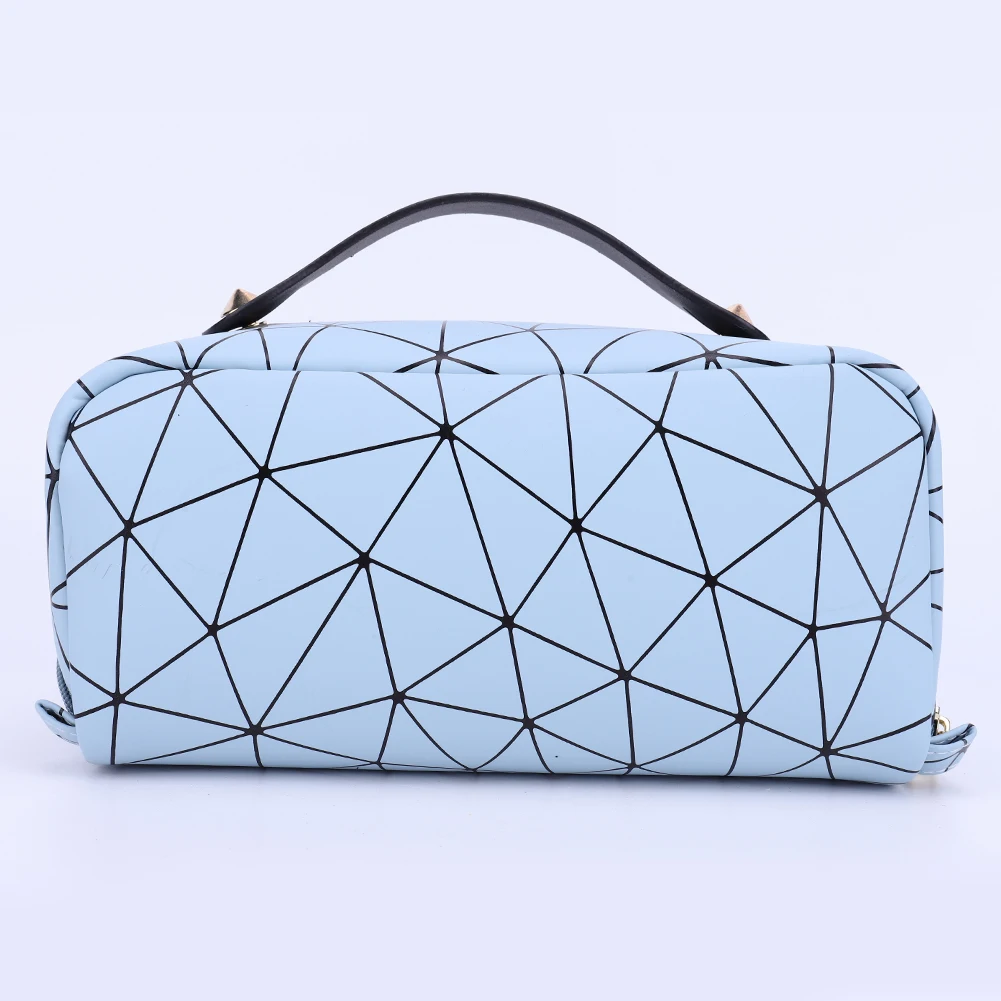 PU-Kosmetiktasche, multifunktional, rhombisches Gitter, großes Fassungsvermögen für Frauenreisen