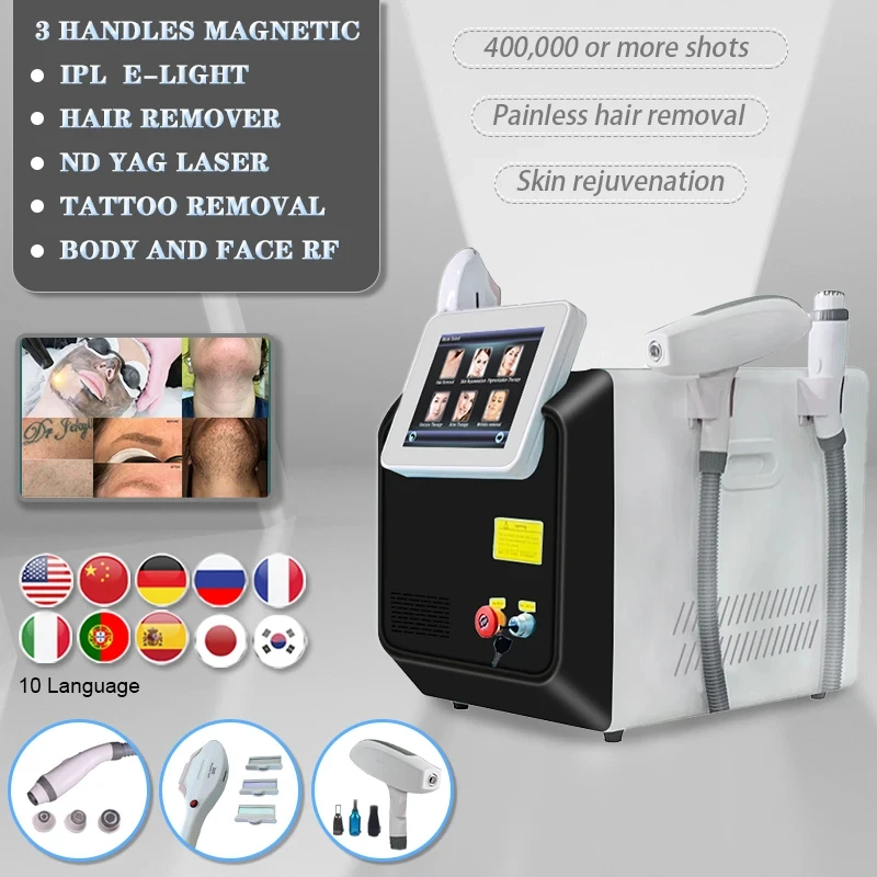 

2024 Free Shipping 3in1 OPT IPL Laser Painless Hair Removal Beauty Machine Tattoo Removal Skin Repair Beauty Equipment