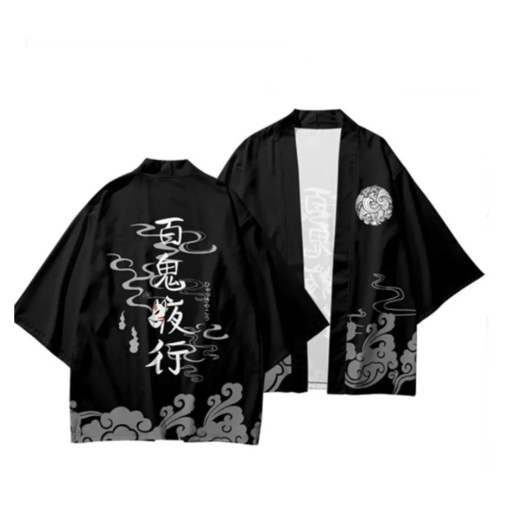 الملابس اليابانية التقليدية ثوب الكيمونو الياباني المرأة الحبر التنين طباعة الصيف سترة عالية الجودة نصف كم فضفاضة الراحة #6