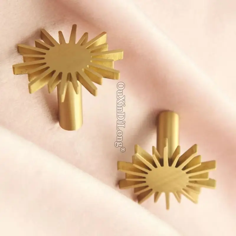 

4PCS Solid Brass Sunlight Furniture Pulls Knobs Drawer Knobs Cupboard Wardrobe Closet Dresser TV Wine Cabinet Pulls Decorations