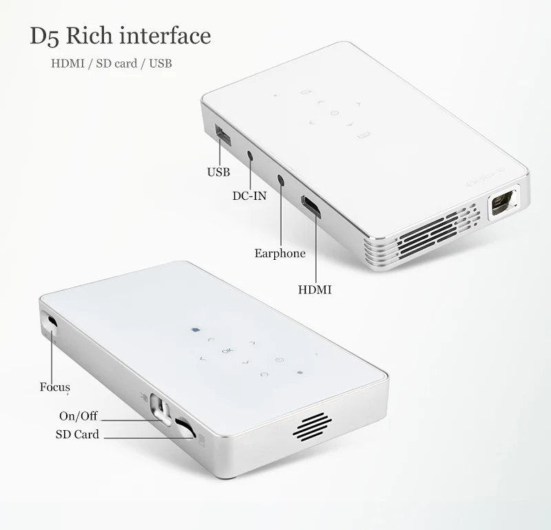 HD-Projektor Android (optional 2g 32g) WiFi 100 Ansi Lumen 5.000 mAh Batterie, tragbare Mini 3D Beamer Home Media Player