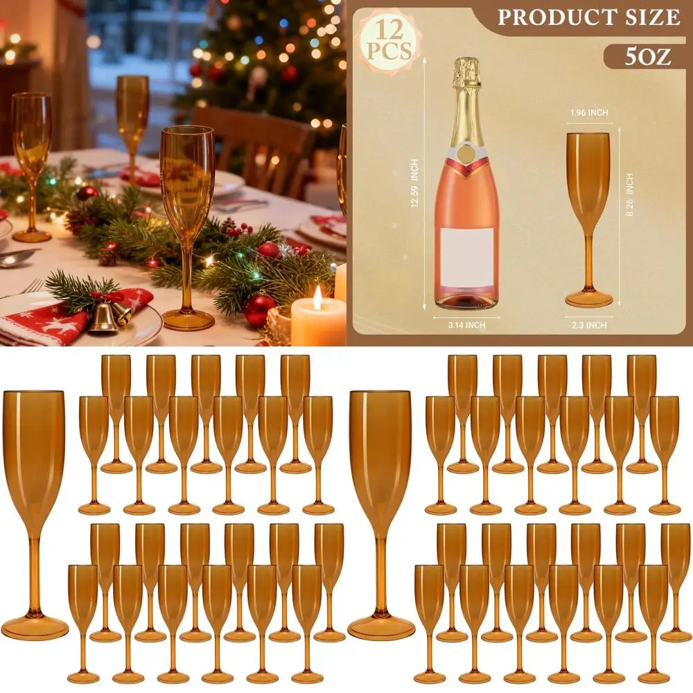 

Set of 48 Reusable Acrylic Champagne Flutes, Ideal for Weddings, Parties, and Special Events