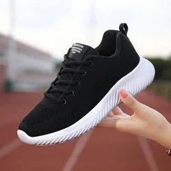 Women's Lightweight Black Sports Hiking Anti Slip Platform Mesh Breathable Fashion Casual Vulcanized Running Tennis Female Shoes