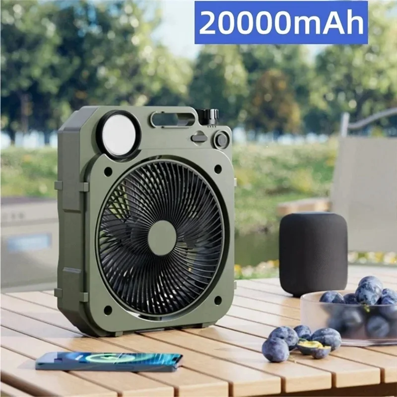 ABVJ-20000Mah ventilador de Camping circulador portátil de escritorio recargable ventilador eléctrico de techo inalámbrico al aire libre con iluminación LED