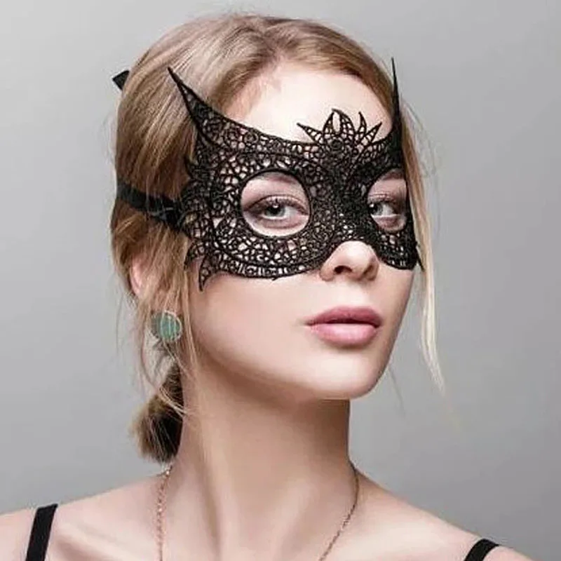 Black Sexy Women Hollow Lace Masquerade Face Mask Princess Party Cosplay Prom Props Costume Nightclub Queen Half Face Eye Mask