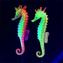 1pc Fish Tank Decoration Luminous Glowing Artificial Sea Horses - Realistic Silicone Aquarium Ornaments - Create an Underwater W