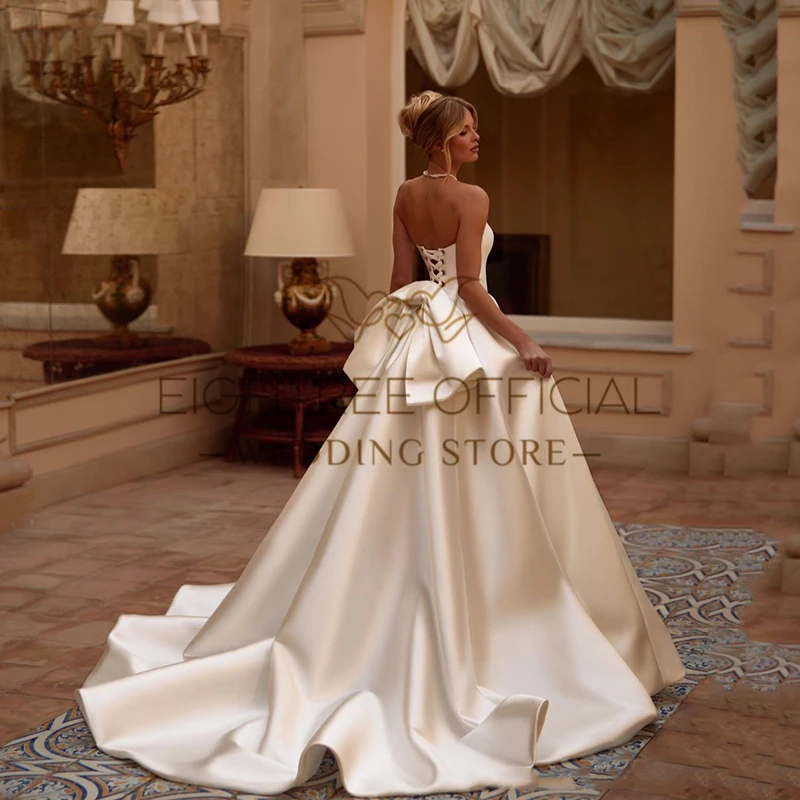 Eightree 2025 Formal A-Line Wedding Dresses Boho Strapless Corset Back Bridal Dress Princess White Wedding Prom Gowns Customized image 2