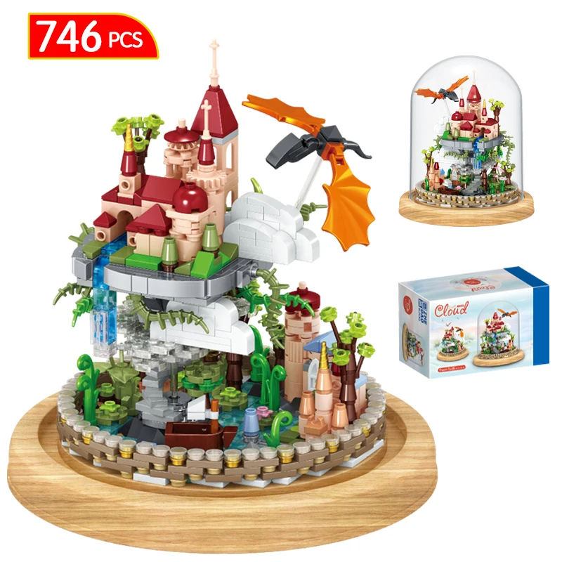 

746 Pcs MOC Mini City Street View Sky Castle Building Blocks House Architecture Home Decoration Bricks Toys For Children Gifts