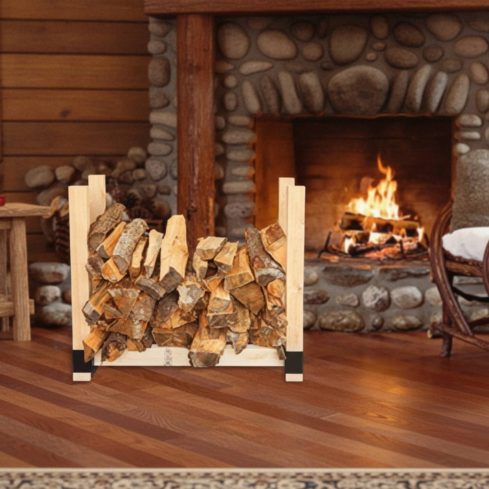 2 Pieces Log Rack Bracket with Screws Predrilled Firewood Rack Bracket Log Stacking Stand Easy to Assemble Customizable
