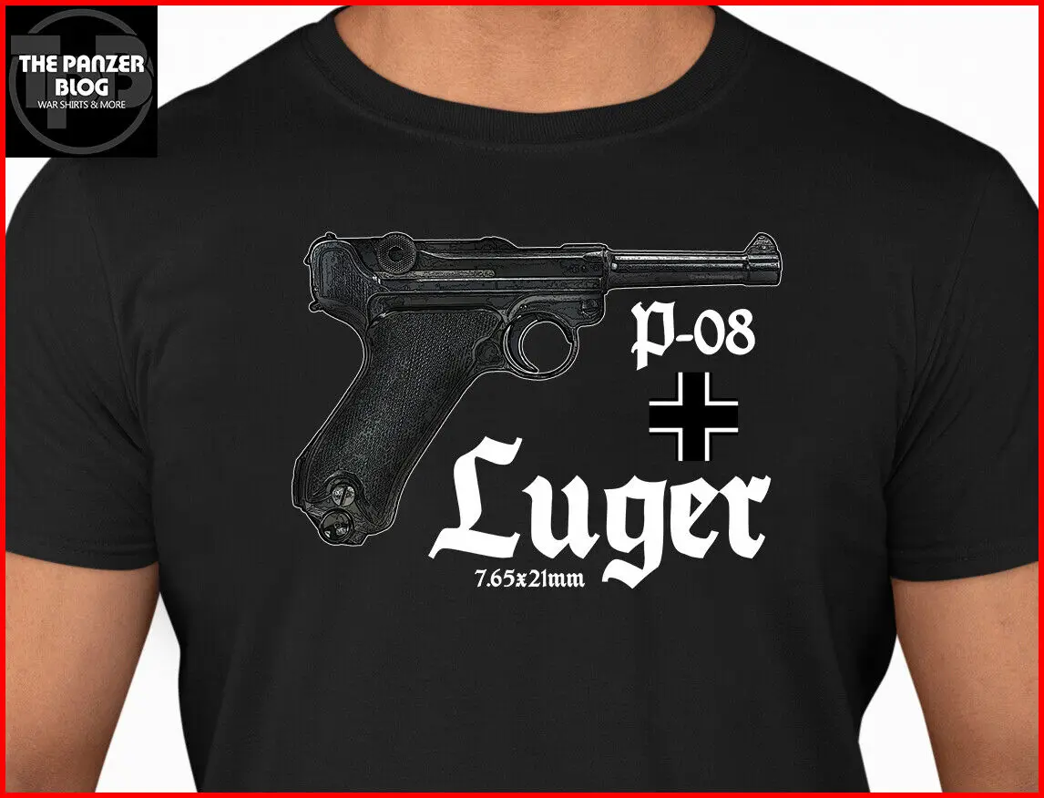 P08 Luger T Shirt WWII German Pistol Gun long or short sleeves