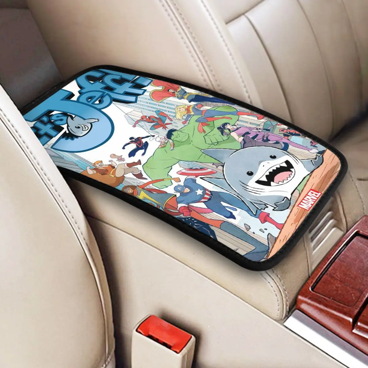 

Jeff The Land Shark Car Center Console Pad Waterproof Car Interior Accessories Armrest Seat Box Cover for Most SUV Truck