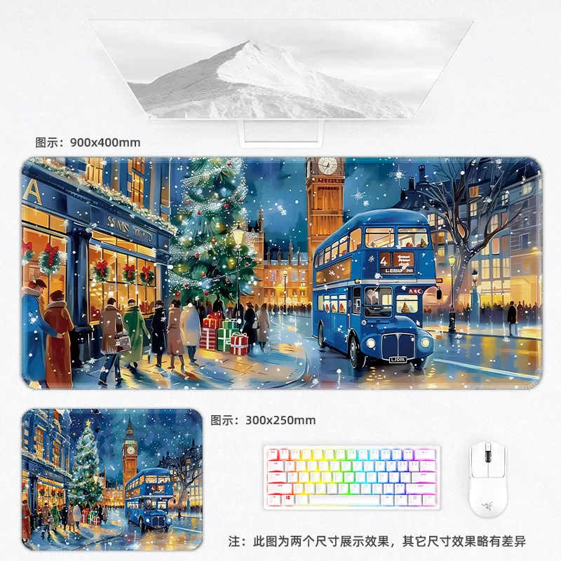 Extra Large Christmas Mouse Pad Multi-functional Waterproof Smooth Thickened Festive Lock Edge 90X40CM Custom PatternDesign