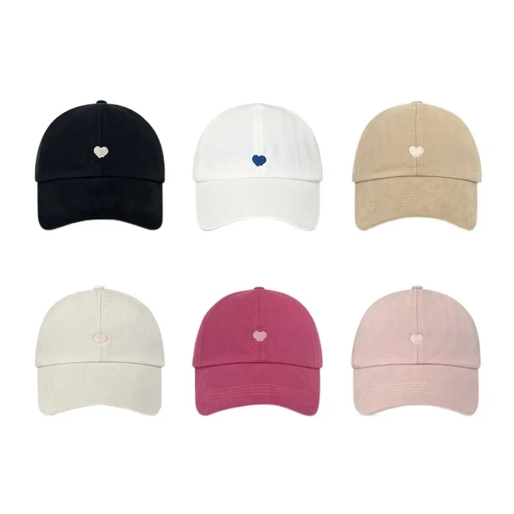 Embroidered Love Heart Baseball Cap Academy Style Cotton Ponytail Half Empty Top Hat Sunscreen Hat Peaked Cap Sunscreen Sun Hat