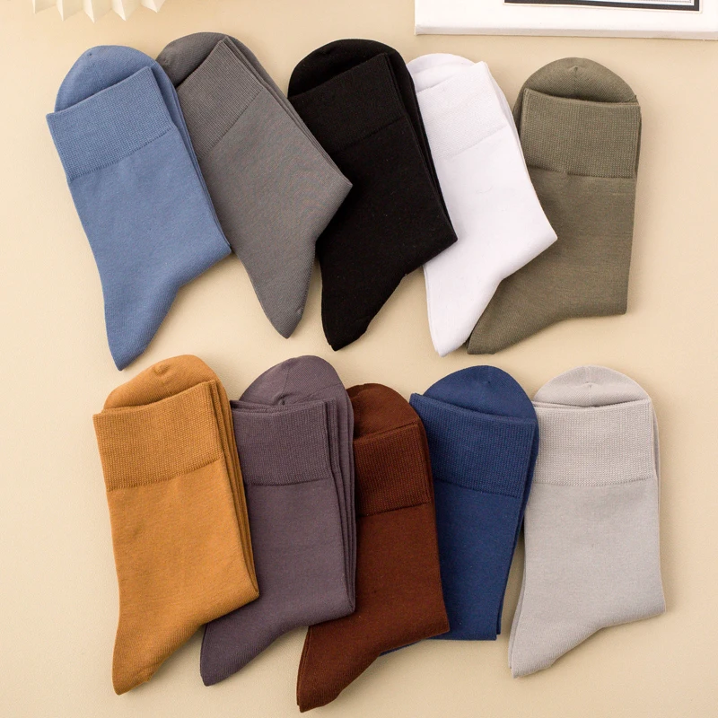 ถุงเท้าผู้ชายคุณภาพสูง ผ้าฝ้ายหวี สำหรับฤดูใบไม้ร่วงและฤดูหนาว สีดำ สไตล์ธุรกิจ ถุงเท้ายาวแบบใหม่ ระบายอากาศได้ดี ถุงเท้าผู้ชาย ไซส์ใหญ่ EU38-45