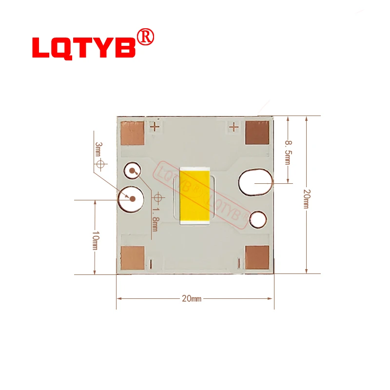 High power high brightness 3570LED light beads 40W 12V white light yellow light welding 20mm copper plate DIY modification