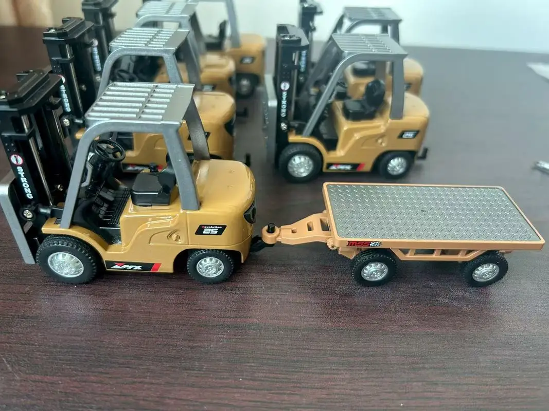 New 1/64 Remote-Controlled Alloy Forklift Engineering Trailer Board Vehicle Abletop Toys Model Collection Gift For Boys