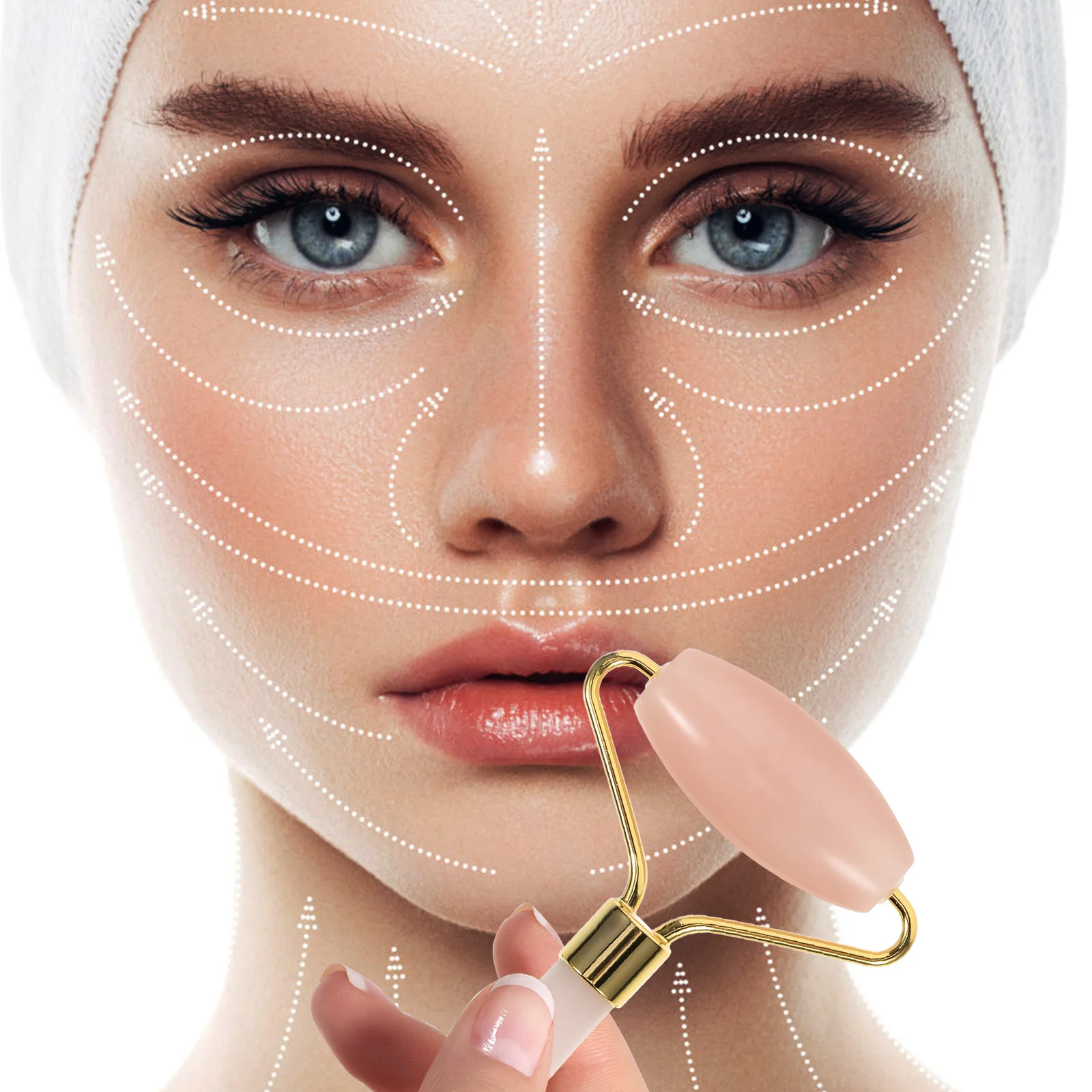 Jade Facial Roller Manual Massager Cool Surface for Face Body Eyes Neck Ergonomic Design Absorb Cream Effectively