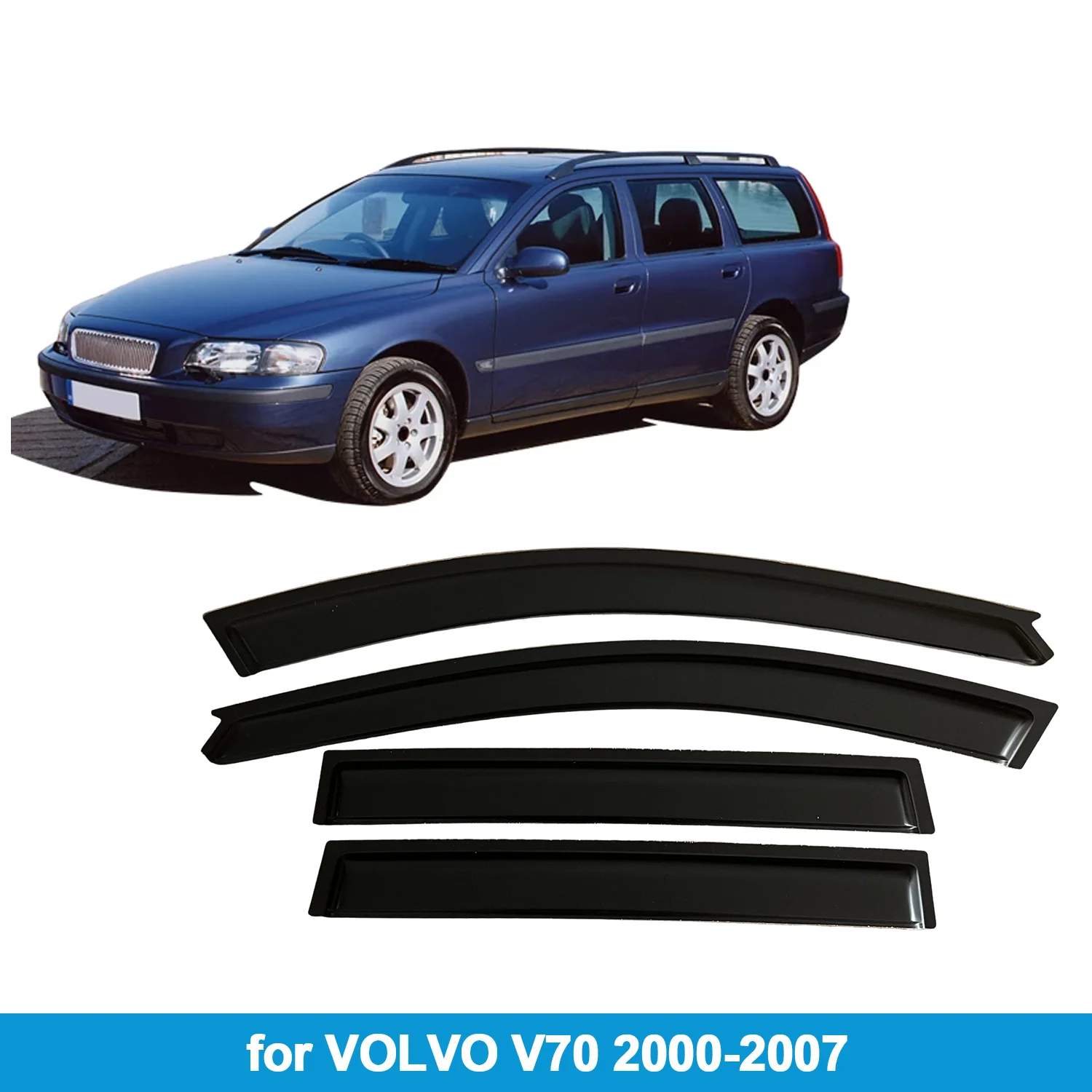 

Оконный козырек для VOLVO V70 2000-2007, защита от дождя, боковой дефлектор, защита от атмосферных воздействий, лента для наружного крепления