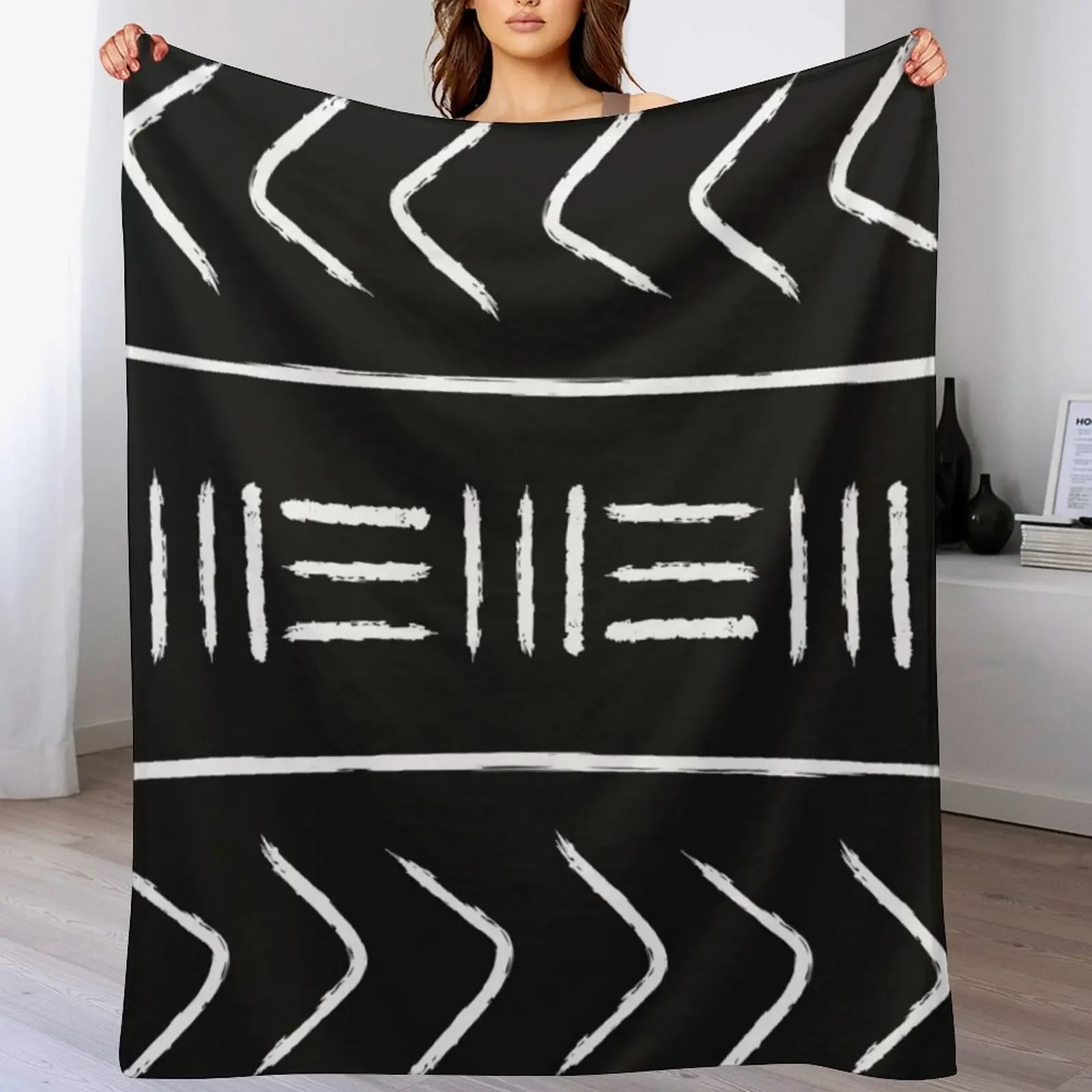 

Black mudcloth - pillow version Throw Blanket For Sofa Thin Shaggy Luxury St Luxury Designer Blankets